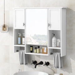 Wall Mounted Bathroom Storage Cabinet With Mirror, Medicine Cabinet With Towel Bar