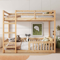 Stylish Bunk Bed With Ladder And Guardrails