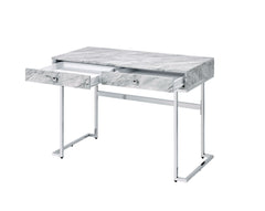 Tigress - Printed Faux Marble Top Writing Desk - White
