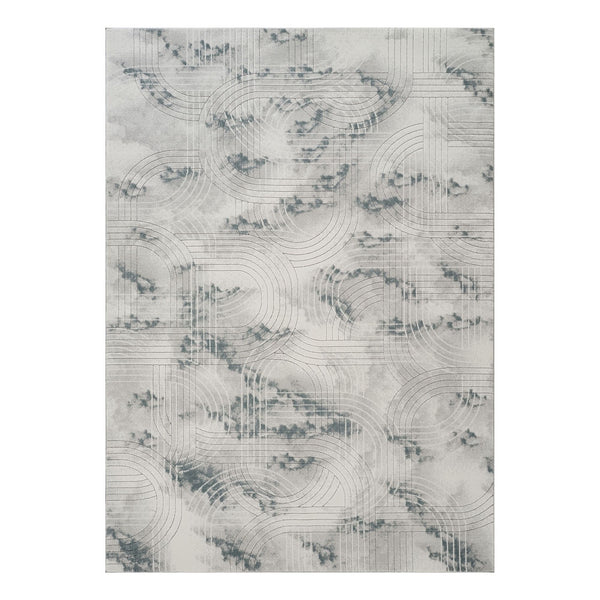 Geometrix - 5'3" X 7'3" Area Rug / Geometric 3D Effect - Ivory / Gray