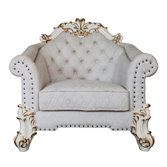 Vendome II - Chair With 2 Pillows - Two Tone Ivory Fabric & Antique Pearl