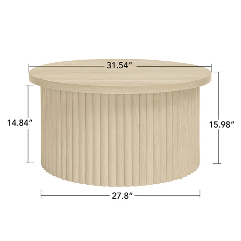 Coffee Table, Round Coffee Table, Modern Side Tables Accent End Table For Living Room, Apartment - Natural