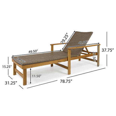 Hampton - Style Wood And Wicker Chaise Lounge With Adjustable Features And Natural - Natural