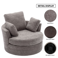 Oversize Round Swivel Chair Cozy Club 360 Degrees Swivel Sofa With 3 Pillows Chenille Fabric For Living Room