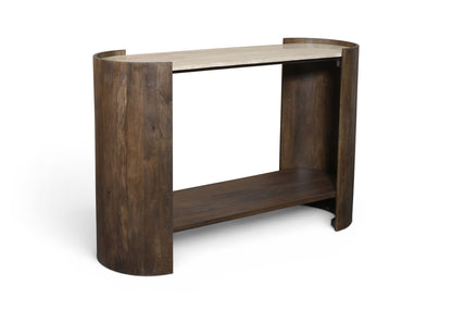 Solstice - Travertine And Mango Wood Table