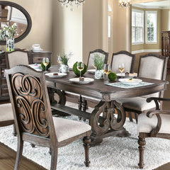 Rustic Dining Set With Table And Upholstered Chairs