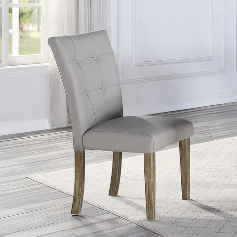 Charnell - Side Chair (Set of 2) - Gray Synthetic Leather & Oak