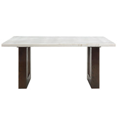 Edwyn - Dining Table With Marble Top - White Natural Marble Top & Brown