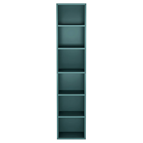 6 Tier Narrow Corner Cube Bookcase Storage, Freestanding Shelf With Open Cubes For Living Room