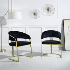 Fallon - Side Chair - Black Velvet & Mirrored Gold