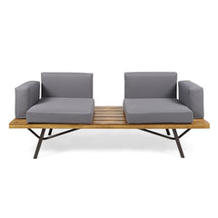 Outdoor Sofa With Cushions And Iron Legs - Dark Gray