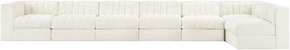 Rummi - Velvet Performance Fabric Upholstered 7 Piece Modular Sectional, L-Shaped (Right)