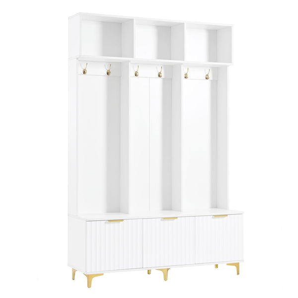 Modern Large Storage Hall Tree With Bench, 6 Hooks