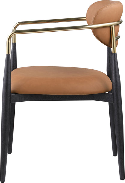 Ronda - Vegan Leather Upholstered Dining Arm Chair - Black Legs