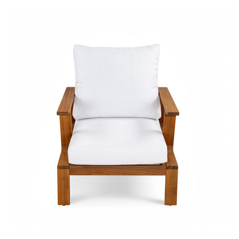 Outdoor Accent Lounge Chair For Patios - Teak / White