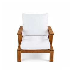Outdoor Accent Lounge Chair For Patios - Teak / White