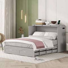 Murphy Wall Bed With Drawer And A Set Of Sockets & USB Ports, Pulley Structure Design