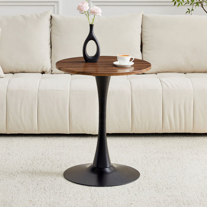 Round Dining Table With Thickened Engineered Wood Top And Metal Pedestal, 23.6" Diameter For Kitchen, Living Room, Or Small Spaces