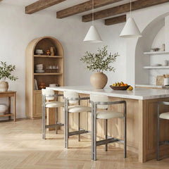 Aurum - Vegan Leather Upholstered Counter Stool With Gray Base