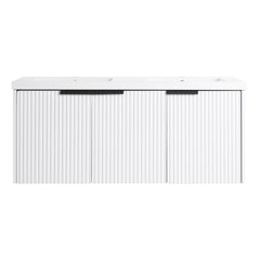 Contemporary Wall Mounted Bathroom Vanity With Resin Double Sink