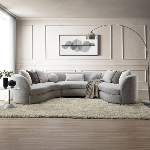 Ivria - Sectional Sofa With 9 Pillows - Gray Boucle