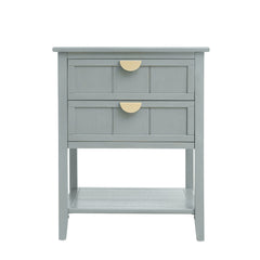 2 Drawer Side Table, American Style, End Table, Suitable For Bedroom, Living Room, Study