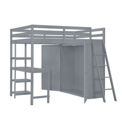 Loft Bed With Wardrobe And Desk And Shelves