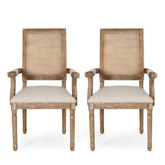 Elegant French Country Style Dining Chair With Cane Backrest