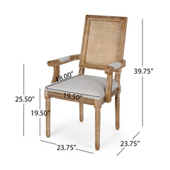 Elegant French Country Style Dining Chair With Cane Backrest