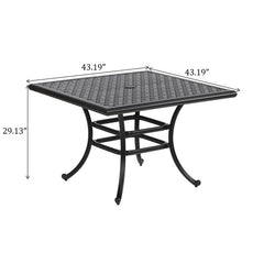 Square 4 Person 43.19" Long Aluminum Dining Set With Cushions