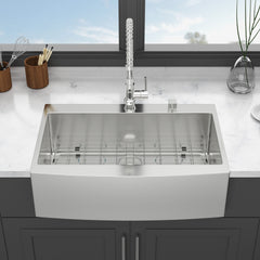 Farmhouse Style Topmount Apron Front Kitchen Sink With Easy Maintenance In Stainless Steel - Black