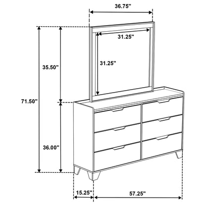 Packard - 6 Drawer Dresser With Mirror - Oak
