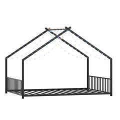 Full Size Rooftop Bed Frame LED Lights For Kids - Black