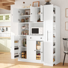 Large Kitchen Pantry Storage Cabinet Cupboard With Pull Out Side Cabinet