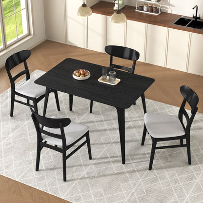 5 Piece Dining Set With 1 Table And 4 Upholstered Chairs - Black / Light Gray