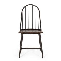 Rustic Farmhouse Style Dining Chair With Spindle Backrest - Dark Brown