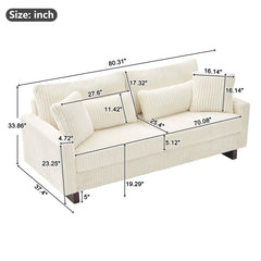 Modern Corduroy Loveseat Sofa With 4 Pillows