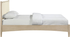 Santos - Vegan Leather Headboard And Wood Bed - Waxed Natural Frame