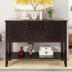 Cambridge Series - Console Table With Ample Storage 4 Small Drawers Bottom Shelf - Espresso
