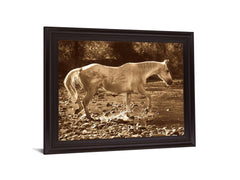 Sepia River Stroll - 28" x 34" Framed Wall Art
