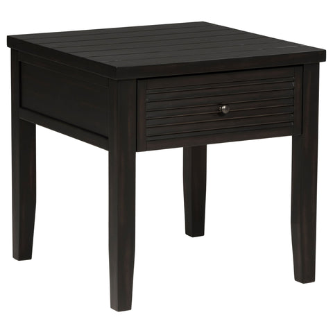 Sutter - 1 Drawer Square End Table - Dark Brown