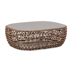 Willow - Oval Woven Patio Coffee Table, Wicker Frame