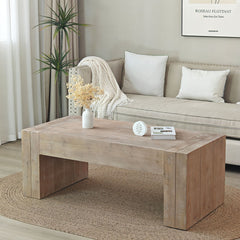 Rustic Wood Coffee Table Modern Farmhouse Rectangular Table For Living Room - Natural / Natural Multi / Natural Wood / Natural / Rustic