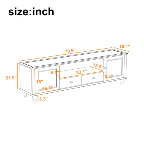 TV Stand For TVs Up To 80", Entertainment Center With Open Compartment
