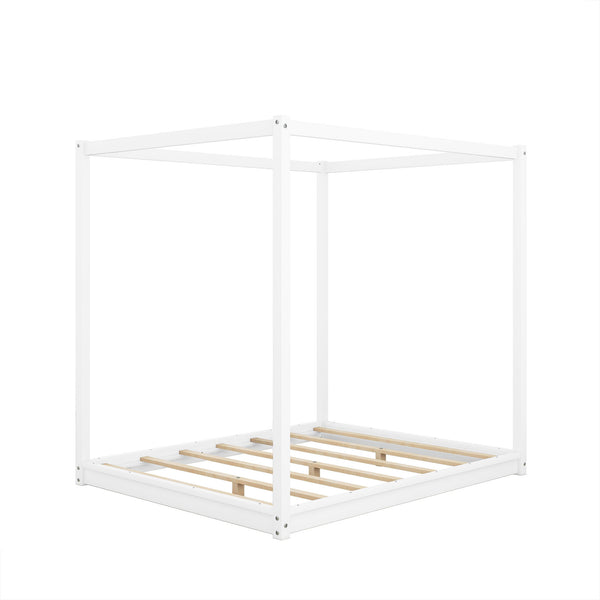 Wood Canopy Platform Bed With Support Legs And Airflow Slats
