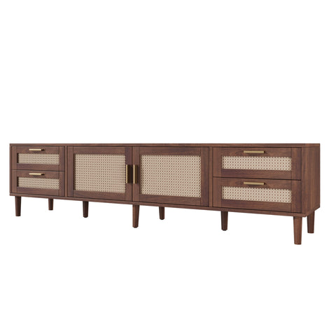 TV Stand, Media Console With 4 Drawers, Soft Closing Hinges - Dark Brown