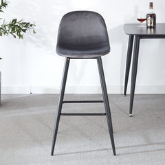 Bar Stool (Set of 2) Modern Counter Bar Height Chair With Back, Sturdy Metal Legs & Footrests, Island Stool For Kitchen Bar - Gray
