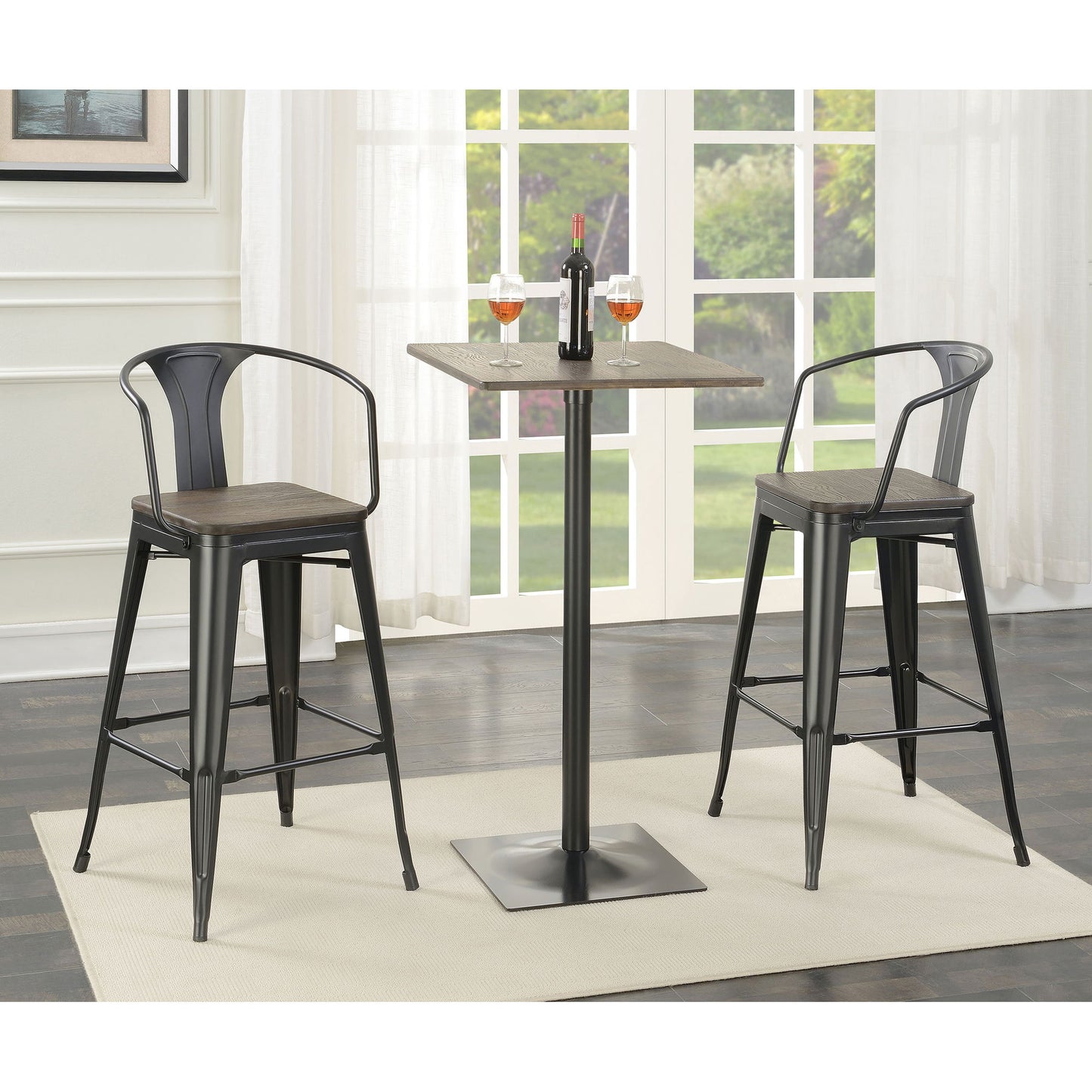 Staccato - 3 Piece Square Bar Table Set - Dark Brown