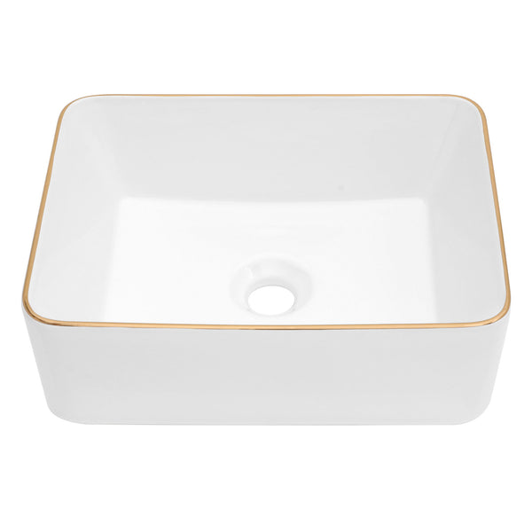 Modern European Style Ceramic Rectangular Vessel Bathroom Sink