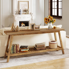 Extra Long Console Table With 2 Tier Open Storage